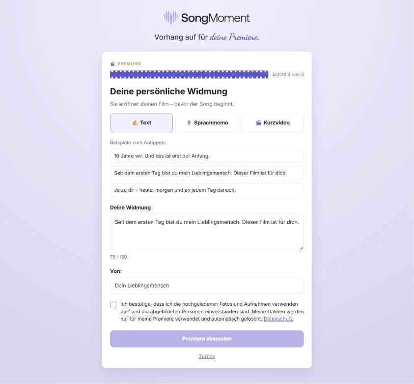 SongMoment Premiere – dein Song als Film